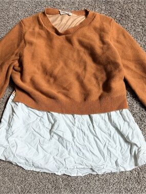 Betsey’s Boutique Women’s Scoop Neck Sweater in Burnt Orange w/White Hem